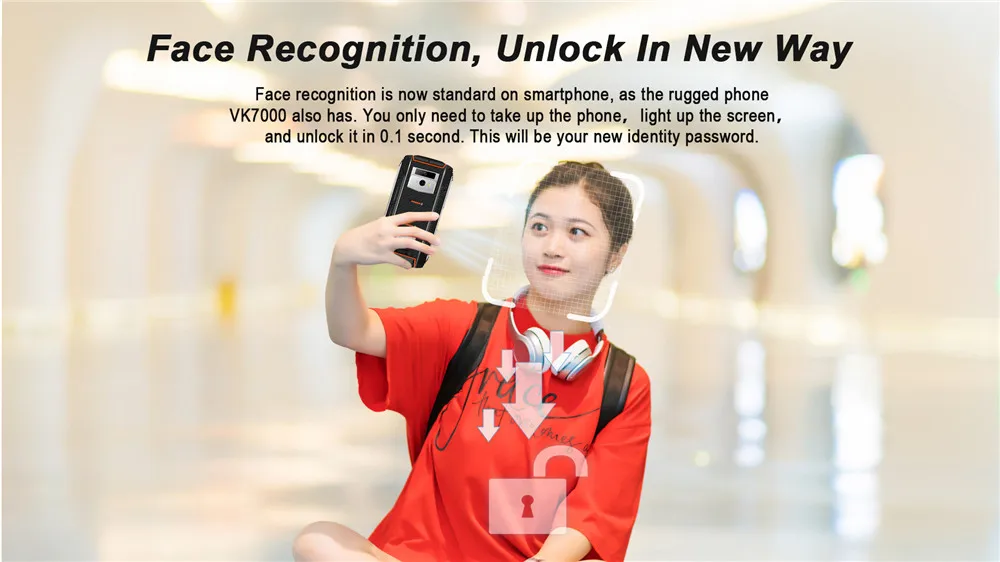 Vkworld VK7000 Face ID IP68 водонепроницаемый ударопрочный смартфон 5," 4 Гб ОЗУ+ 64 Гб ПЗУ OTG 16 Мп+ 13 МП 5600 мАч отпечаток пальца 4G сотовый телефон