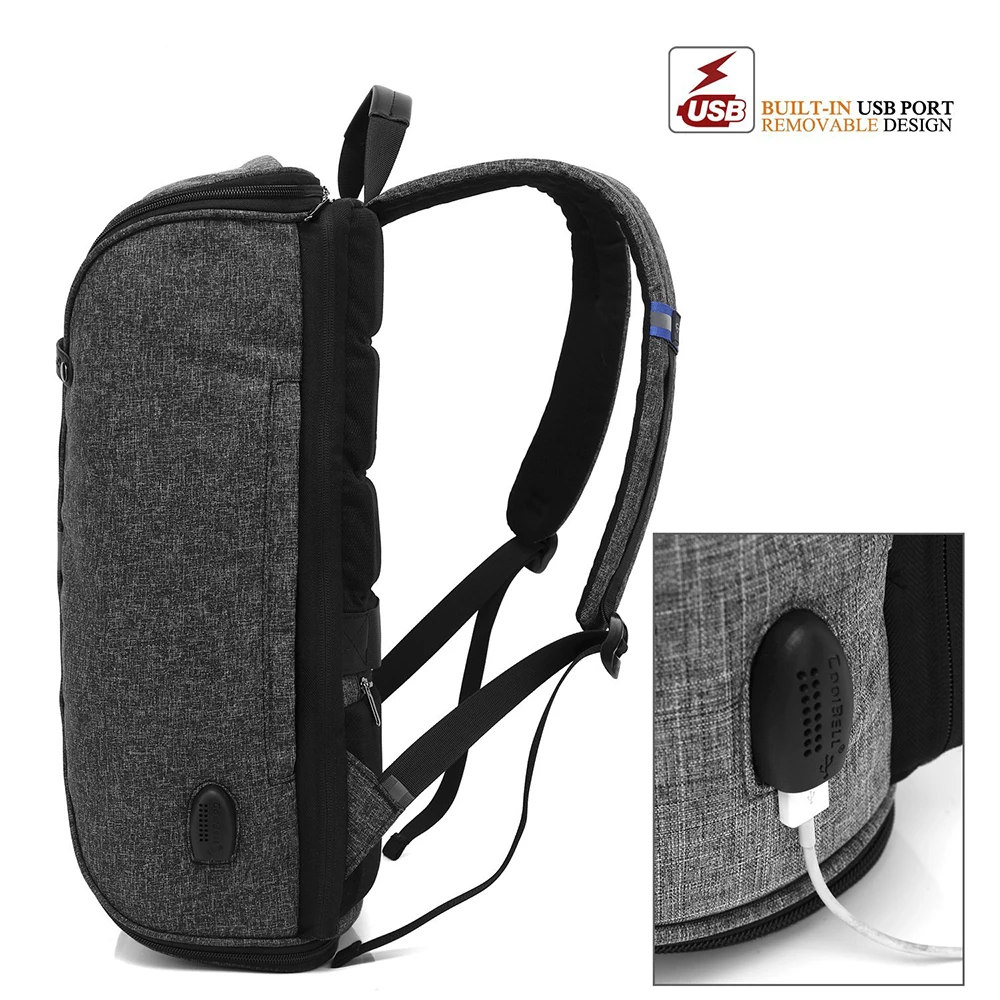 CoolBELL 15 6 дюймовый Мужской рюкзак для ноутбука с USB портом Персонализированные