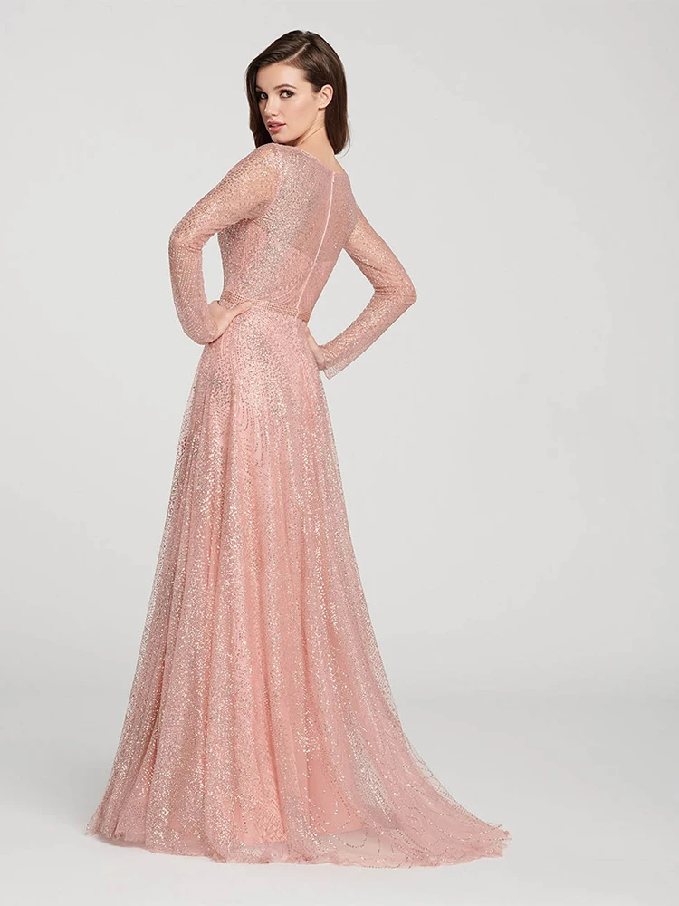 Лето 2019 круглый вырез длинные рукава тонкое сексуальное платье женское Макси