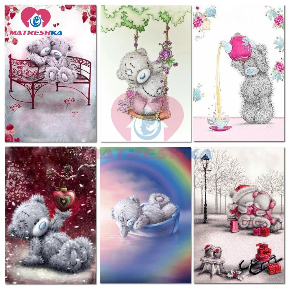 5d алмазная картина полная дрель квадратный мультфильм медведь фотографии Стразы