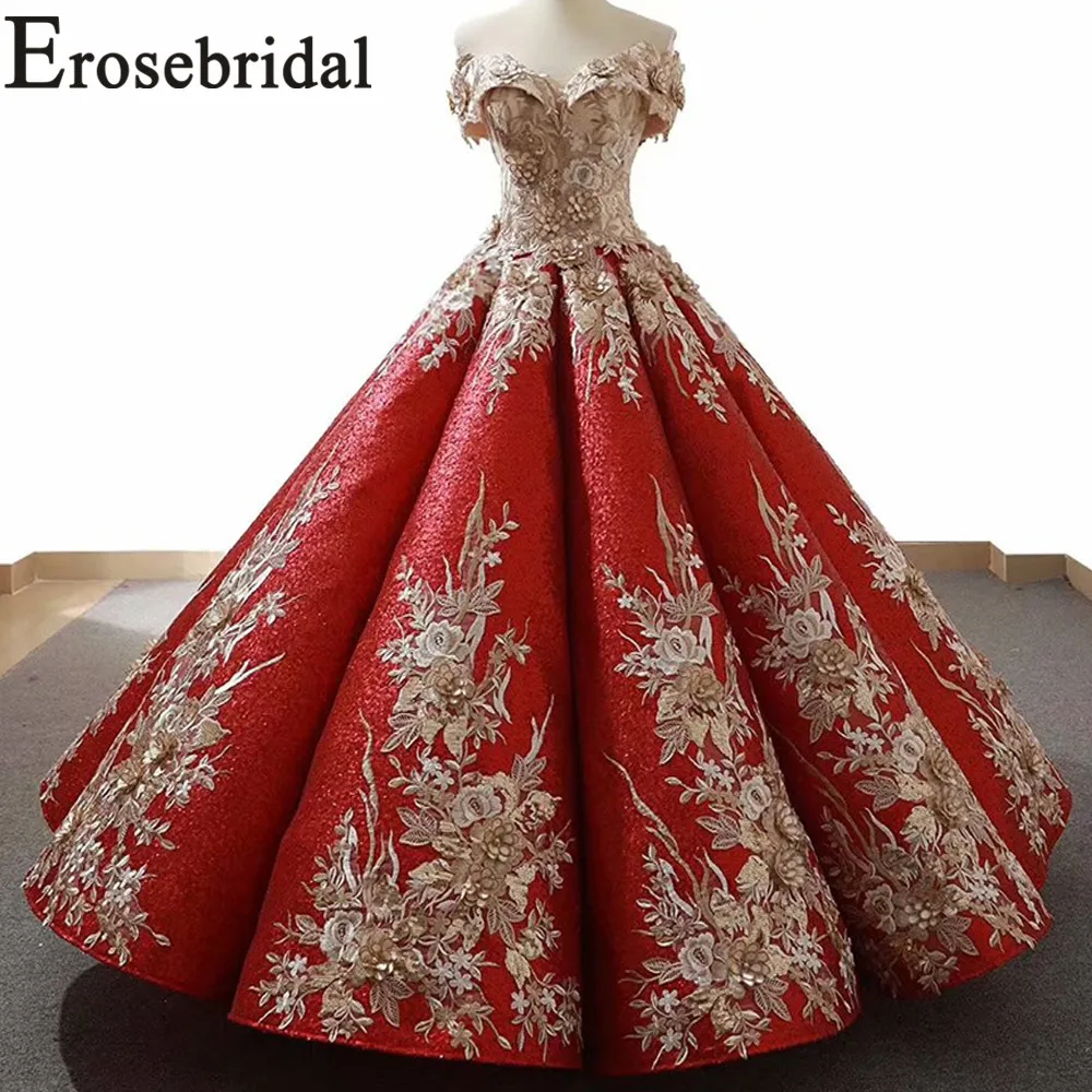 Erosebridal Новое поступление 2019 длинное вечернее платье без бретелек бальное вышитое