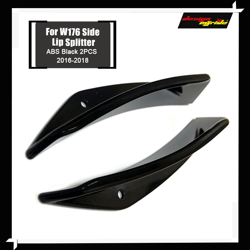 For Mercedes W176 A Class Sports Front Bumper Lip Splitter Canards 2pcs ABS Gloss Black A45 Style A180 A200 A220 A250 2016-2018 |