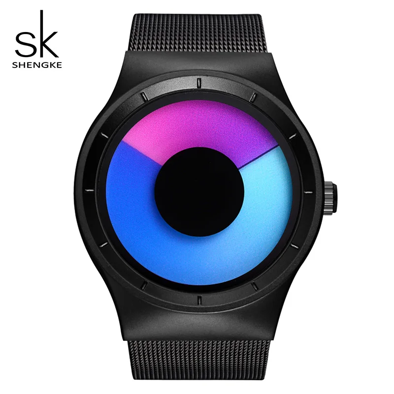 Purple black Shengke креативные женские часы, роскошные серебряные кварцевые часы из нержавеющей стали, женские часы с поворотом времени,, Лидирующий бренд SK Reloj Mujer - Цвет: Purple black