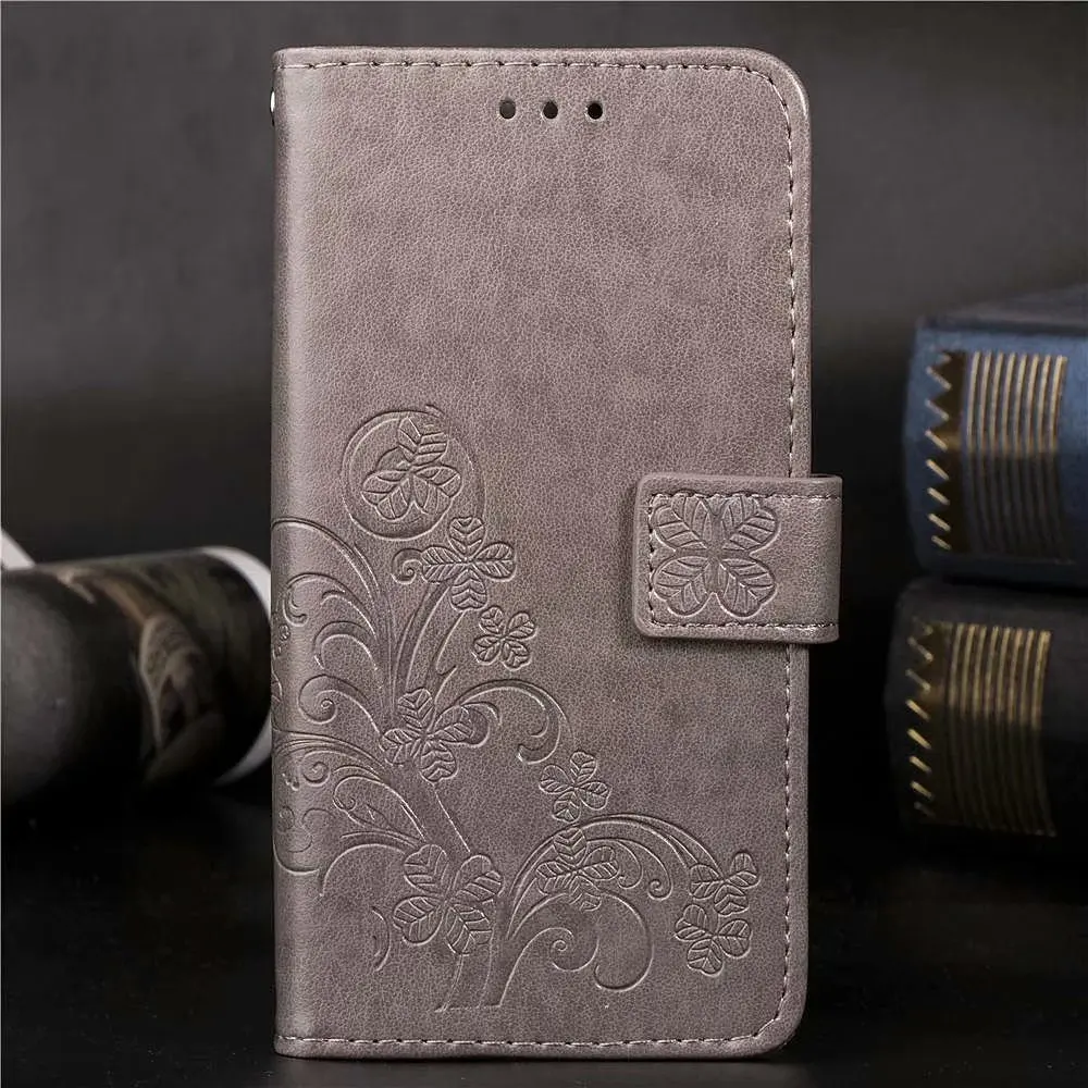 Кожаный флип-чехол с подставкой и цветами для Meizu M5 M3 M5 M6 Note M5S M5 S Mini Note 8 V8 Pro M8 Lite X8 Note 9 - Цвет: Gray