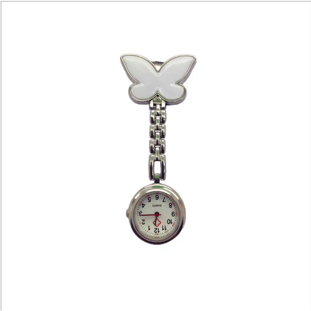 Clip-on брошка брелка Подвеска Висячие часы для женщин бабочка дизайн унисекс часы Мода доктор медсестра карманные часы Лидер продаж