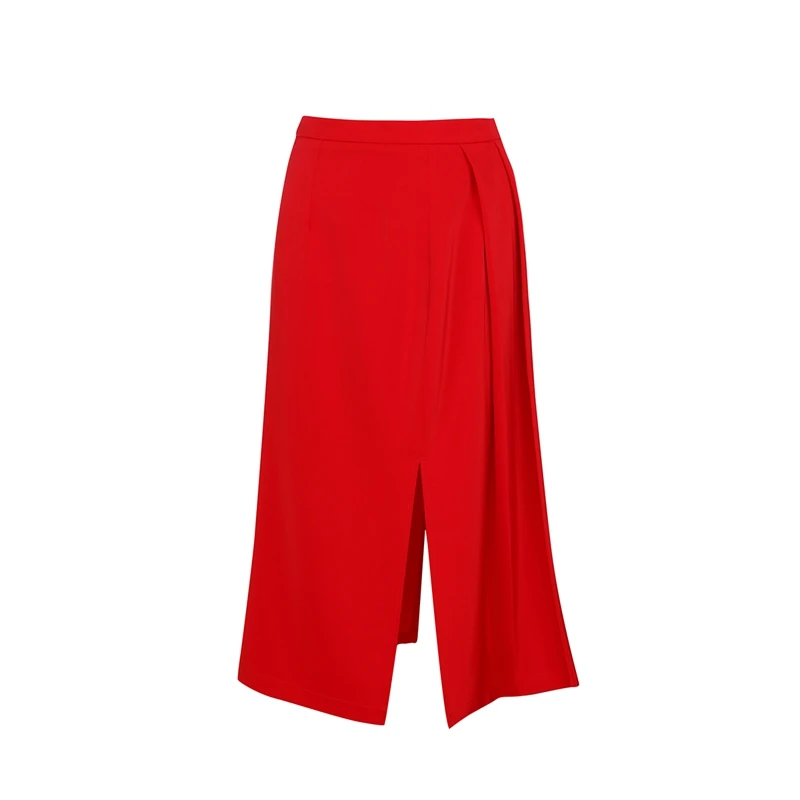 INDRESSME женский комплект из двух предметов с зубчатым воротником без рукавов, топ на пуговицах с плиссированной разрезной юбкой, красный комплект Вечерние