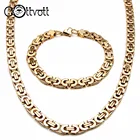 Большое ожерелье для мужчин, ювелирный комплект из византийской цепочки из нержавеющей стали золотого цвета, в стиле хип-хоп, ширина 8 мм, MS107