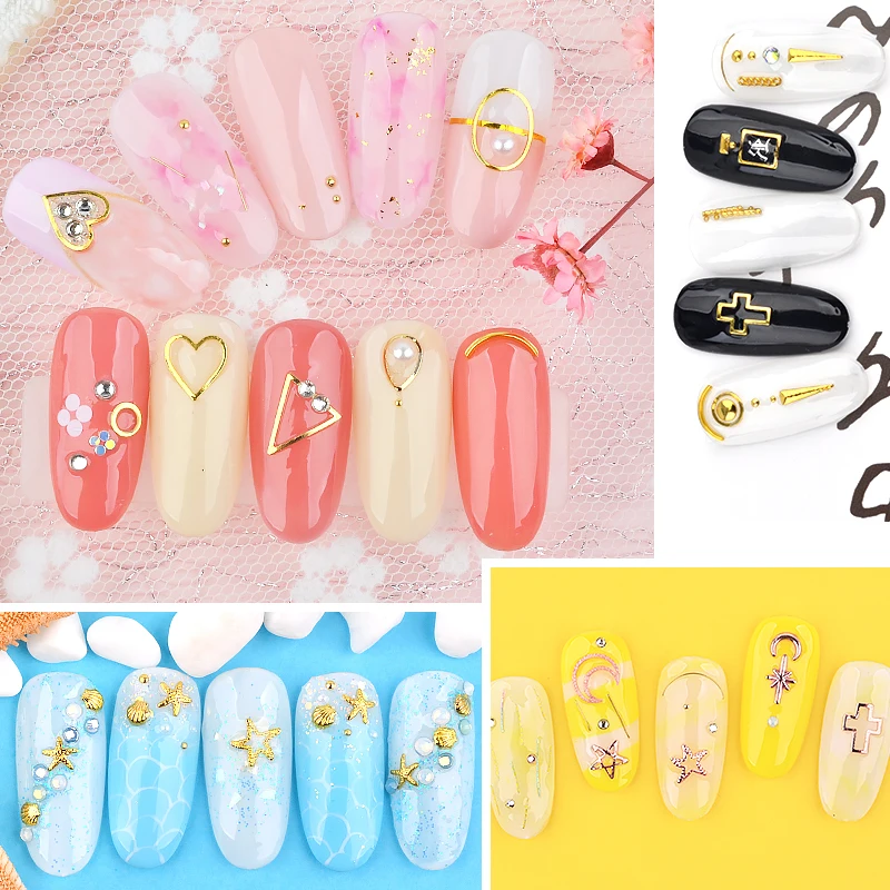 1 шт. розовое/золотого цвета смешанные металлические шпильки рамки для нейл-арта