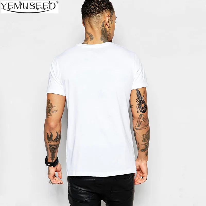 

YEMUSEED Men T-shirt White Print Tops O-Neck Loose Tee shirt FashionT-shirt NT02(130)-QM