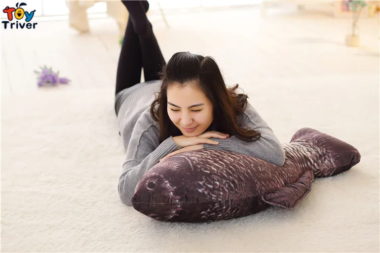 Плюшевая игрушка в виде карпа черная рыба подушка мягкая кукла для детей малышей