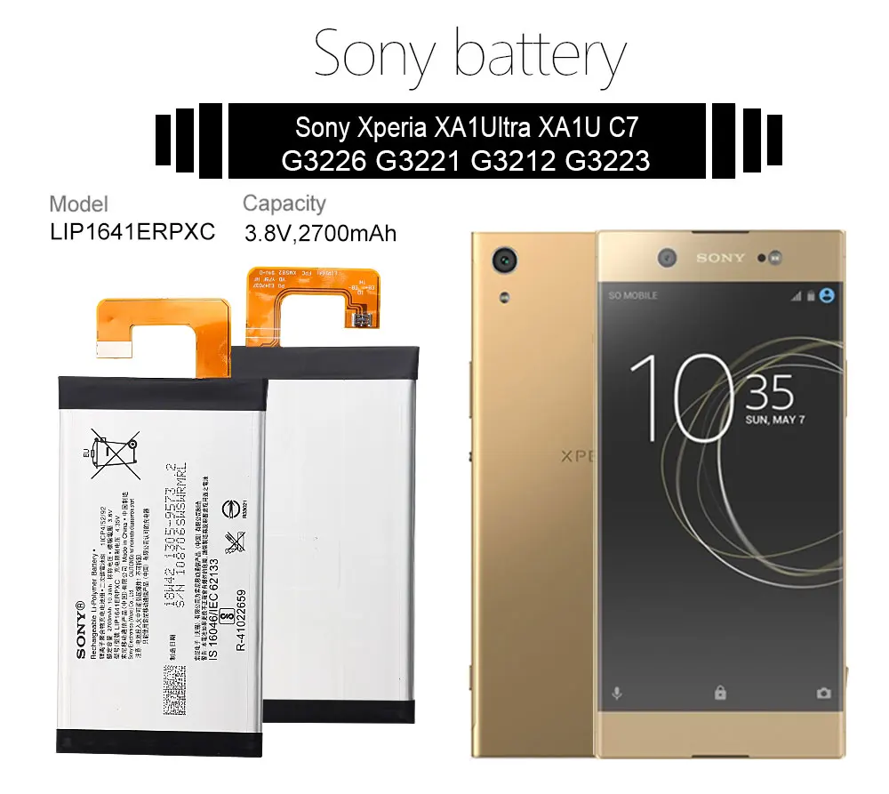 Аккумулятор sony LIP1641ERPXC 2700 мАч для sony XPERIA XA1 Ultra G3221 G3212 G3223 G3226 запасная батарея+ Инструменты