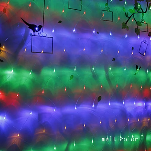 multicolor Светодиодный сетчатый светильник-Гирлянда для дома и сада, настенный ТВ-фон, Декор, 1,5x1,5/3x2/6x4 м, сказочные, Звездные, свадебные, вечерние, для улицы, гирлянда - Испускаемый цвет: multicolor