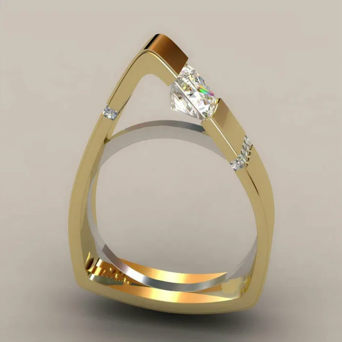 

New Fashion Design Geometric Cute Boho Crystal Zircon Stone Ring Triangle Luxury Promise Engagement Rings For Women Gift