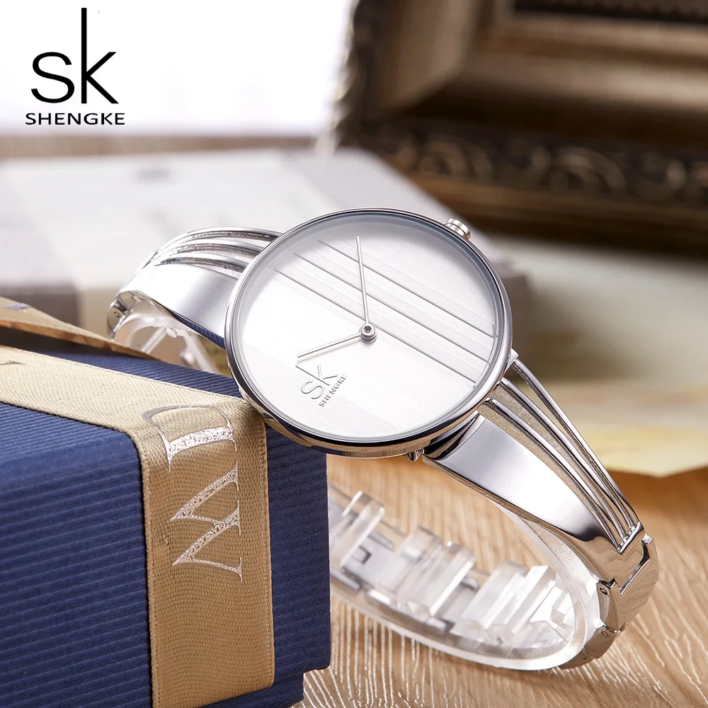 SHENGKE женские часы с браслетом роскошные модные серебряные relogio feminino zegarek