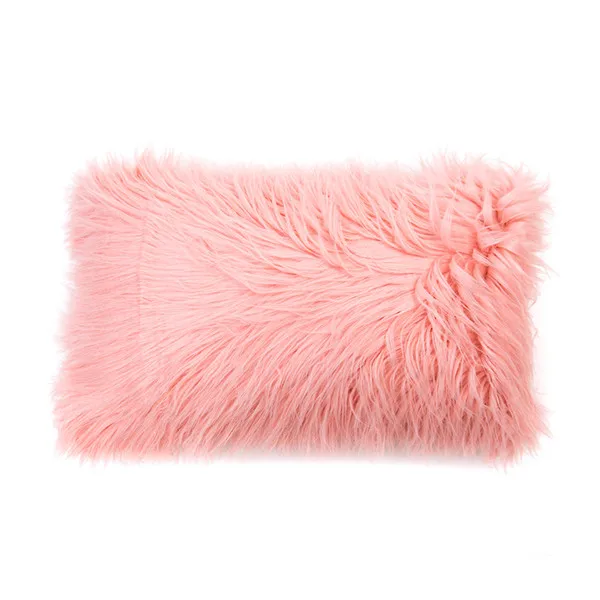 Pink2 Зимние теплые наволочки супер мягкие плюшевые монгольский искусственный мех бросок автомобиля диван домашний декор наволочки - Цвет: Pink2