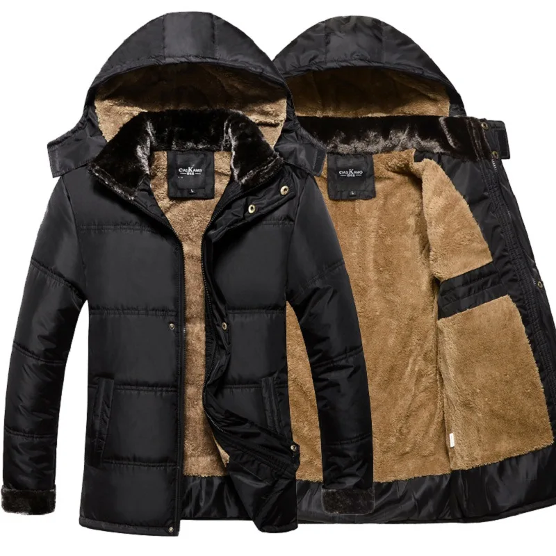 

Hat High Collar Outerwearoat Fluff Lining Coats Parka Casual Thick Warm Winter Jacket Men Overc Jackets Detachable