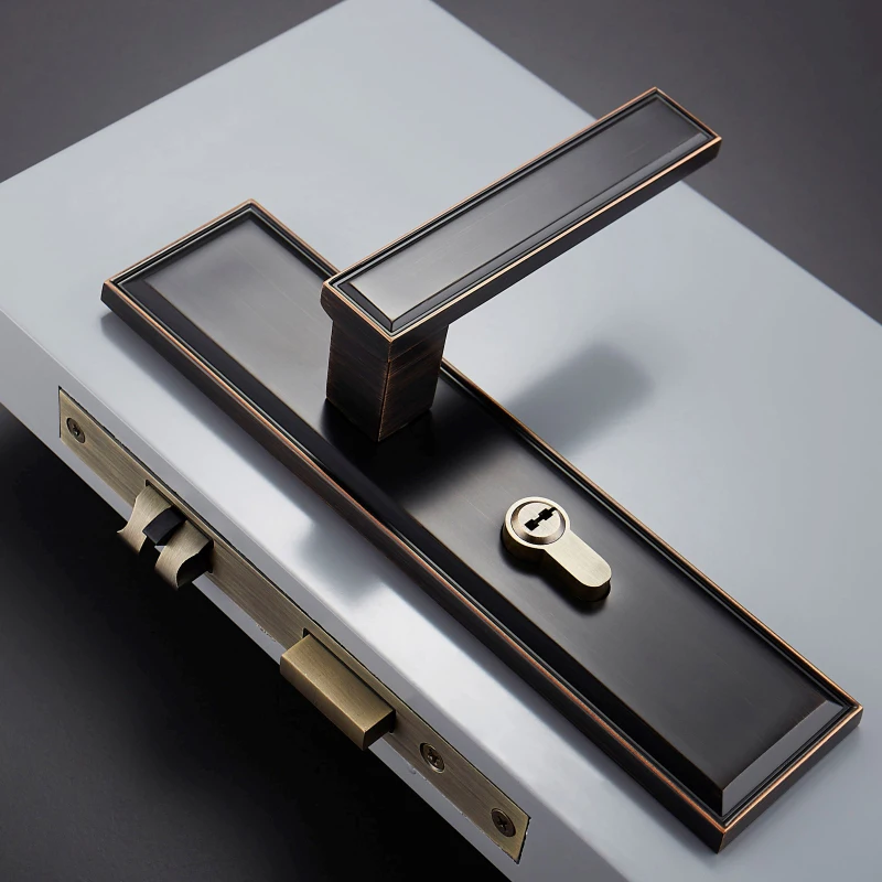 Черный/Бронзовый Американский бесшумный латунный дверной замок 1 комплект для