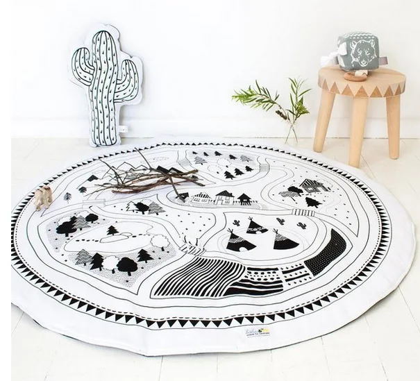 Forest 95cm 95 см детская игра коврики круглый коврик, мат хлопок Лебедь Ползания одеяло пол ковер для детской комнаты украшения INS подарки для малышей - Цвет: Forest 95cm