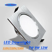 dimmable led square downlights 7w 9w 12w 220v led ceiling downlight 2835 lamps led ceiling lamp home indoor lighting