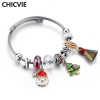 chicvie luxury brand christmas tree bracelets bangles charms for women santa claus bracelet christmas gifts bracelets sbr180131