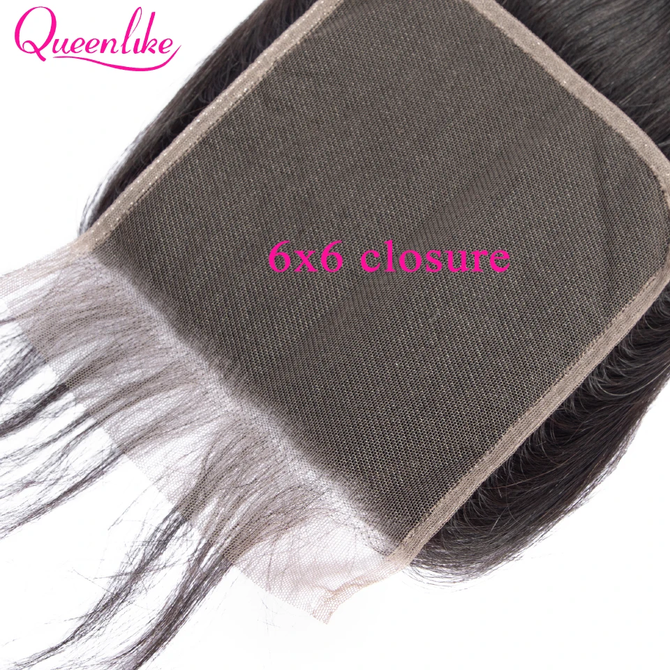 Queenlike Straight 6x6 Closure Big Lace Size Swiss Lace Closure Pre Plucked With Baby Hair Natural Hairline Brazilian Remy Hair