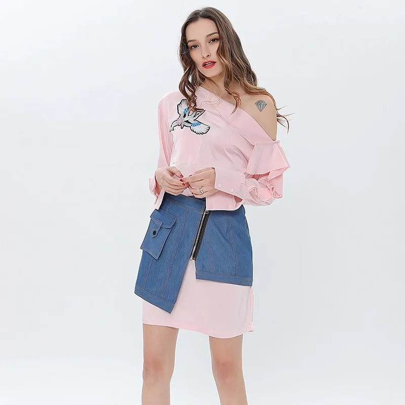 Платье мини TWOTWINSTYLE с высокой талией на молнии|set for women|piece settwo set |
