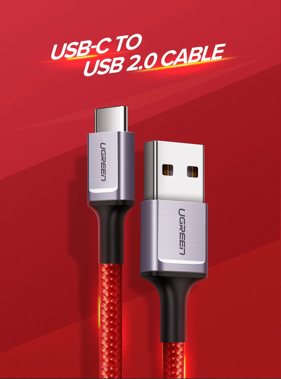Ugreen usb type-C кабель для samsung Galaxy S10 S9 кабель для мобильного телефона быстрый USB C кабель для зарядки и передачи данных для Xiaomi Mi8 type-C USB шнур