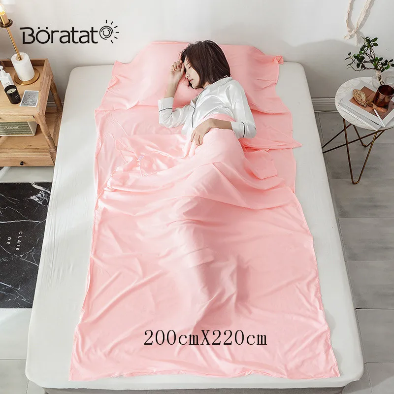Light-pink1 Шелковый мягкий спальный мешок лайнер модальный взрослый спальный мешок легкий дорожный Сверхлегкий портативный внутренний грязный спальный мешок для отеля - Цвет: Light-pink1