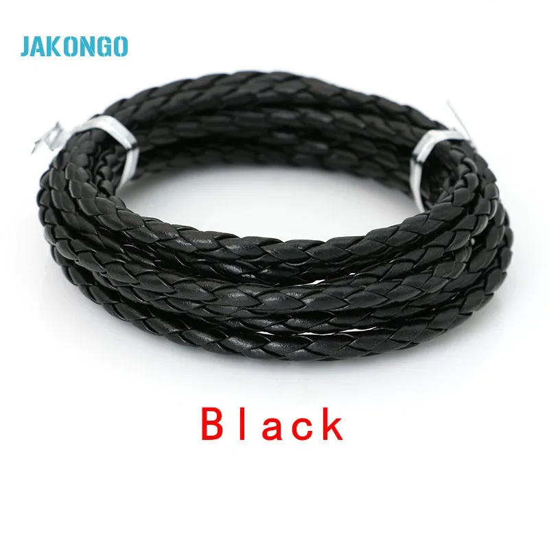 JAKONGO 4 мм круглый кожаный шнур DIY веревка для изготовления ювелирных изделий