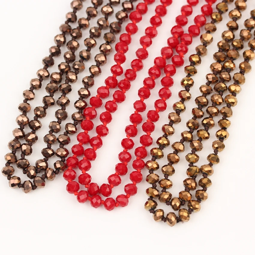 6 цветов 152 см ручная работа узелковые длинные цепочки модель ожерелья граненые