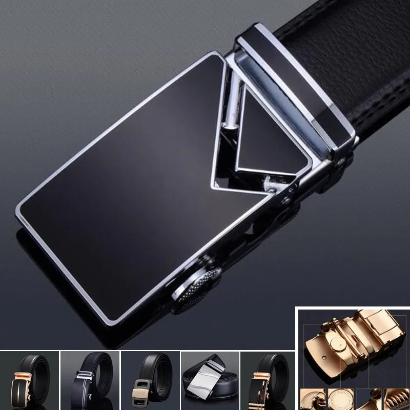 

3.5cm Width Men Genuine Leather Straps Waistband,100% Real Two-layer Cowhide Automatic Buckle Belts,with Belt Buckle,Gift Box