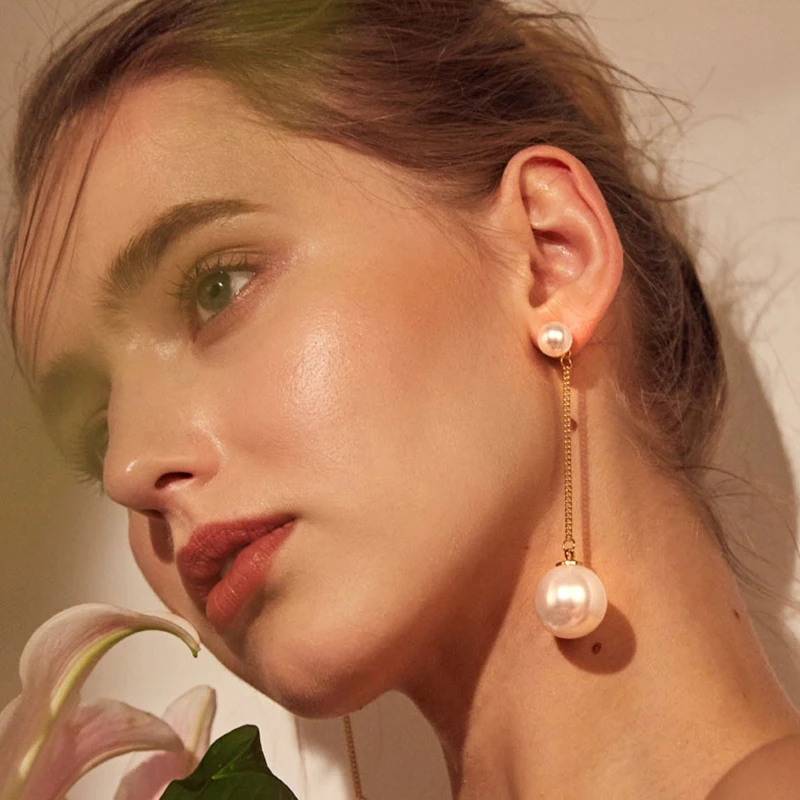European Fashion Simulated Pearls Earrings Long Tassel For Women Lady Jewelry Brincos 2019 New | Украшения и аксессуары