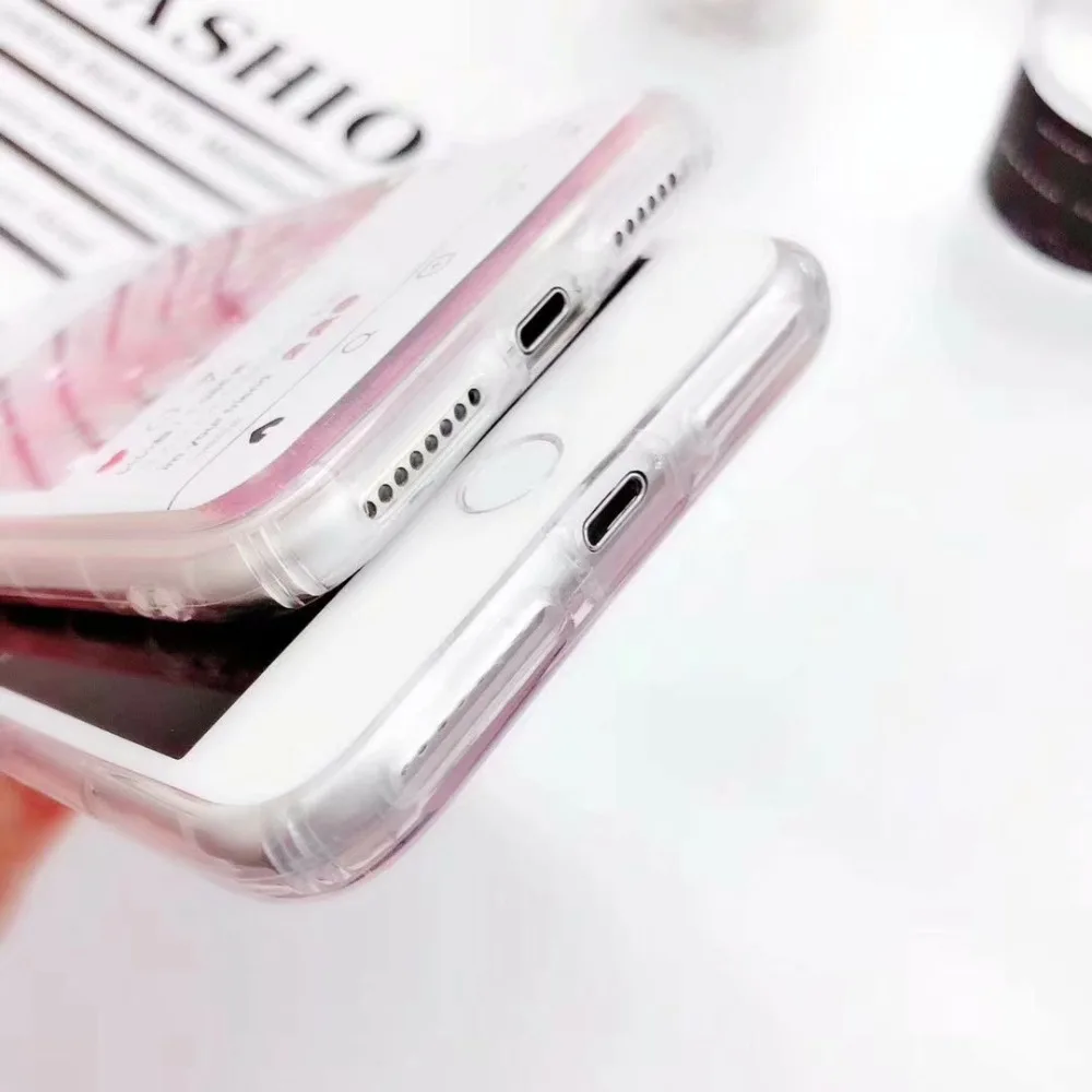 Жидкий блестящий чехол для iPhone X 8 7 plus плавающие блестки TPU прозрачная полная