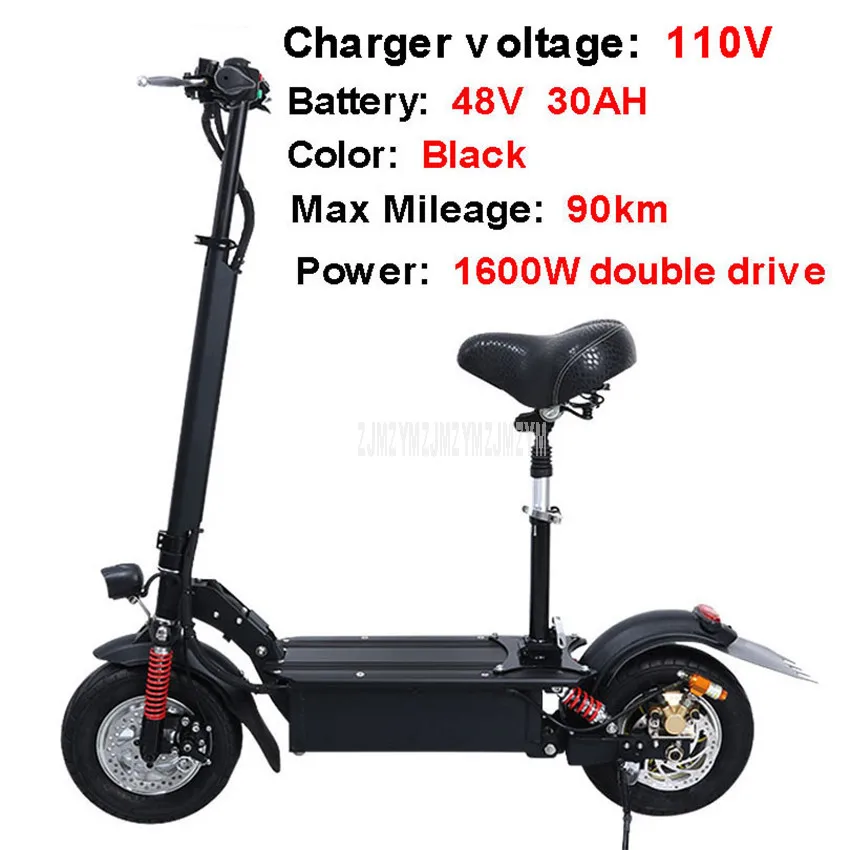 double drive 30AH 48V 30AH/36AH 11 дюймов колесный электрический самокат для взрослых мини электрический велосипед вместо того, чтобы ходить, фара для электровелосипеда в пройденное расстояние в милях 100 км/120 км - Цвет: double drive 30AH
