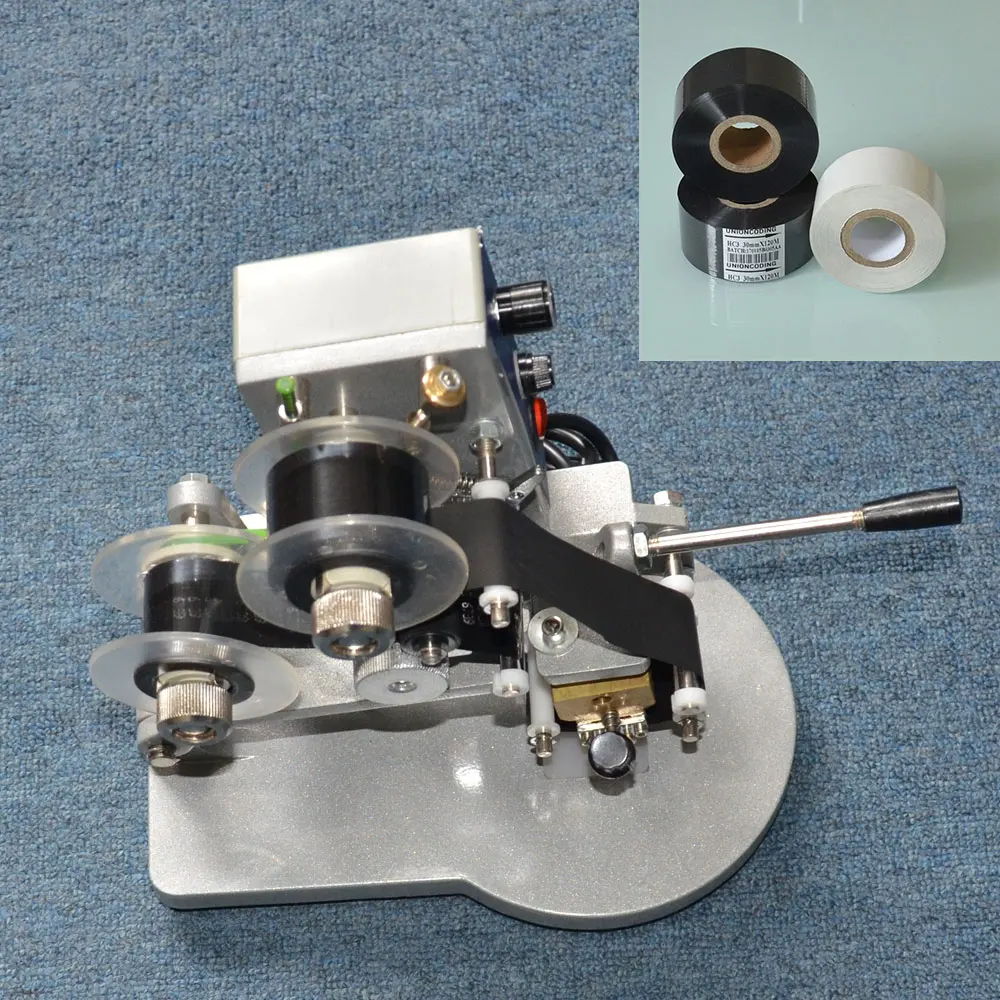 Manual type expiry date stamping printing machine use 30*100m ribbon for plastic packaging bags with 1 rolls ribbons free | Инструменты