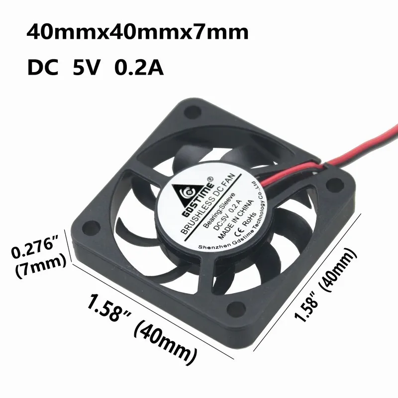 5 шт. Gdstime DC 5 в 40x40x7 мм небольшой охладитель 40 мм x 40 мм x 7 мм 2Pin DC Бесщеточный вентилятор охлаждения 40 мм x 7 мм 4 см Высокое качество 4007