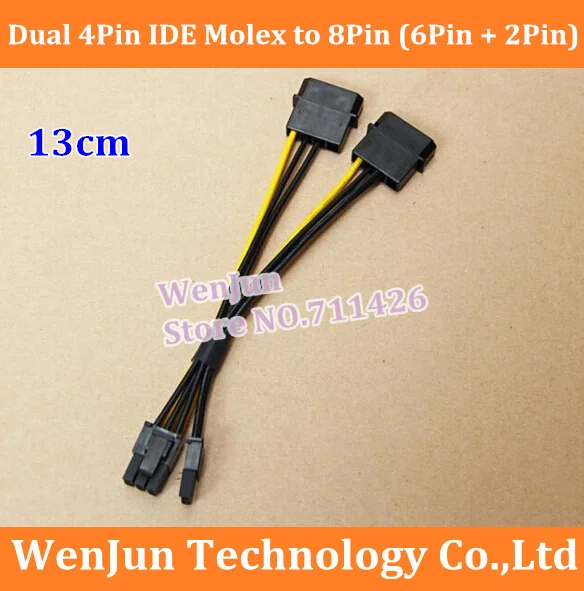NEW Dual 4Pin IDE Molex to PCI-E PCIe Graphics Video Display Card 8Pin ( 6Pin + 2Pin ) Power Supply Cable 18AWG Wire
NEW Dual 4Pin IDE Molex to PCI-E PCIe Graphics Video Display Card 8Pin ( 6Pin + 2Pin ) Power Supply Cable 18AWG Wire