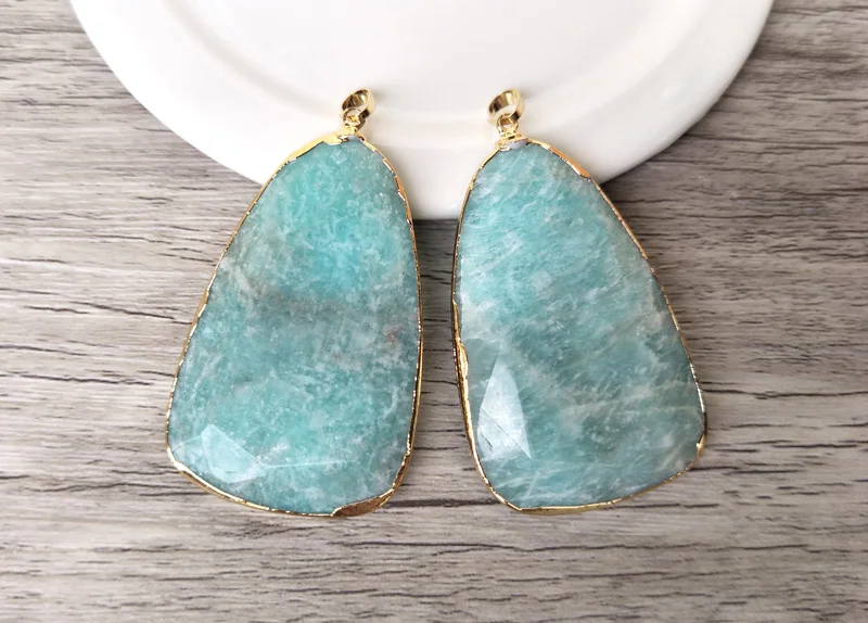 5 шт натуральный Амазон камень кулон золотой цвет амулеты драгоценный ювелирные