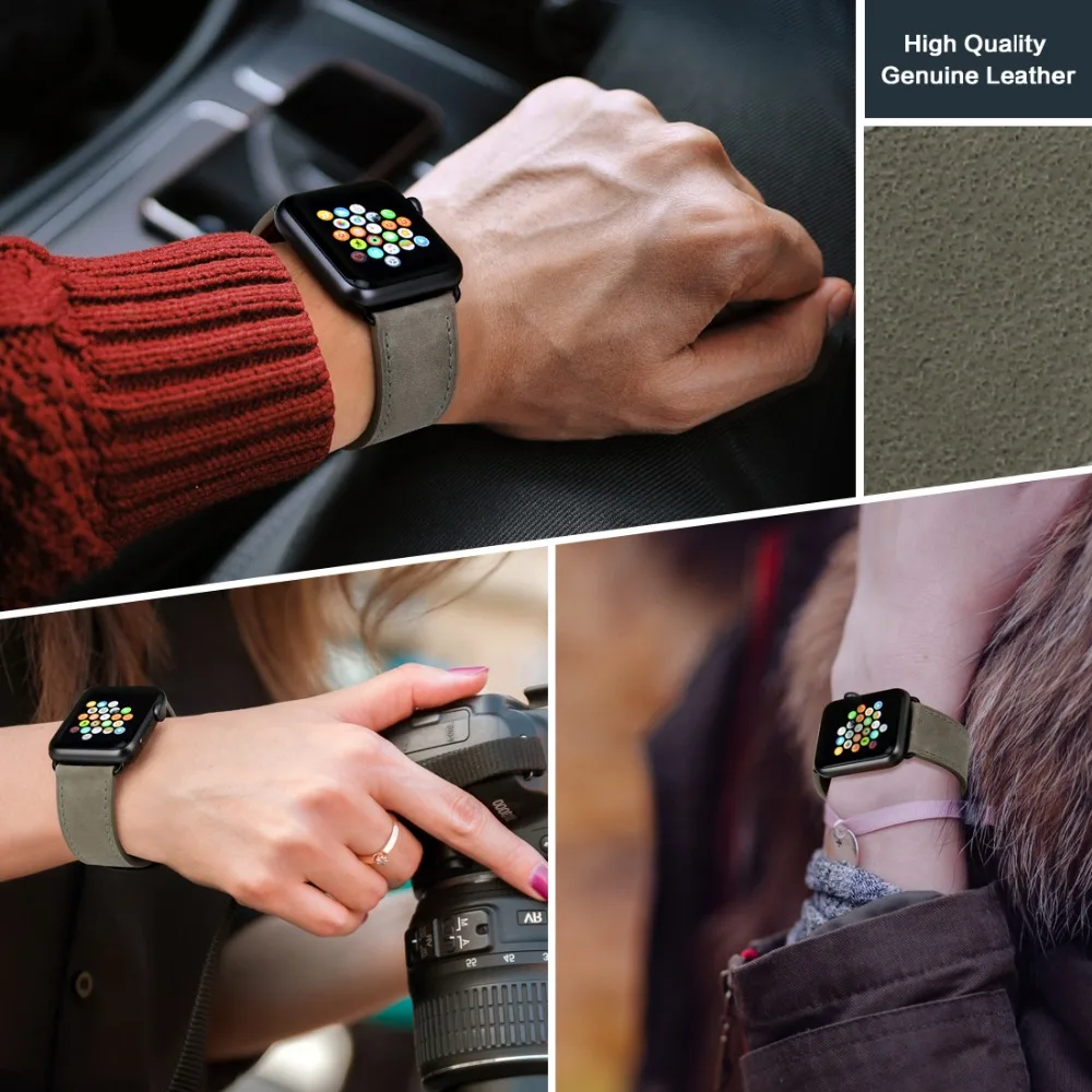 Ремешок для часов MAIKES из натуральной кожи Аксессуары Apple Watch 4 Band 44 мм 40 и Bands 42 38 iWatch