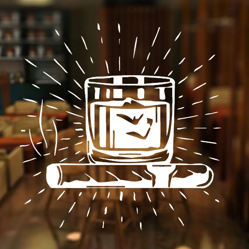 Бар алкоголь сигара виски Текила вино напиток виниловый стикер на окно украшение