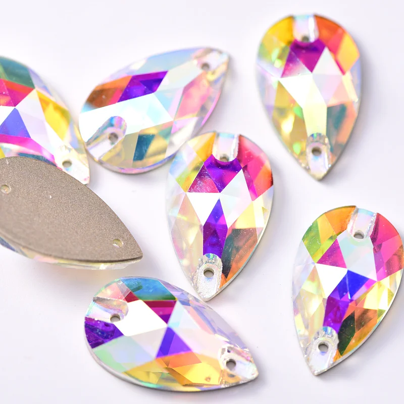 Высококачественный AAAA стеклянный кристалл в форме слезы AB пришитые стразы