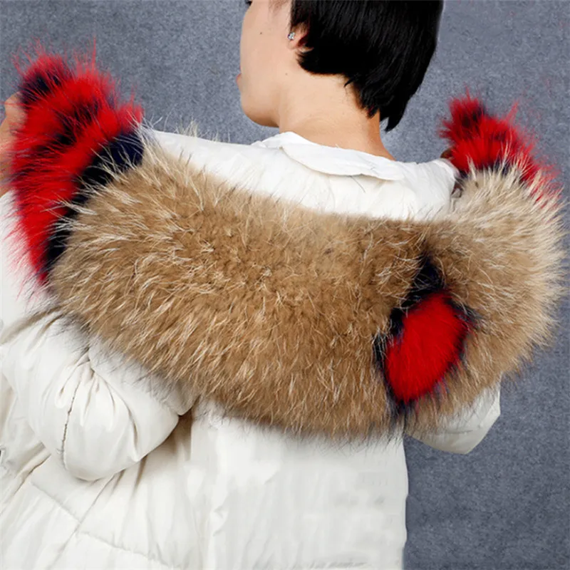

New Imitation Raccoon Fur Collar Winter Scarf Female Winter Coat Fur Cap Decorative Shawl Multicolor Men's Fur Fur Collar.