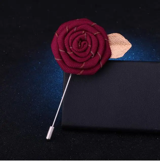 

Red Color Men Women Cute Romantic Neck Lapel Pin Brooch Handmade Groom Wedding Suit Party Rose Flower Brooches Corsage Accessor