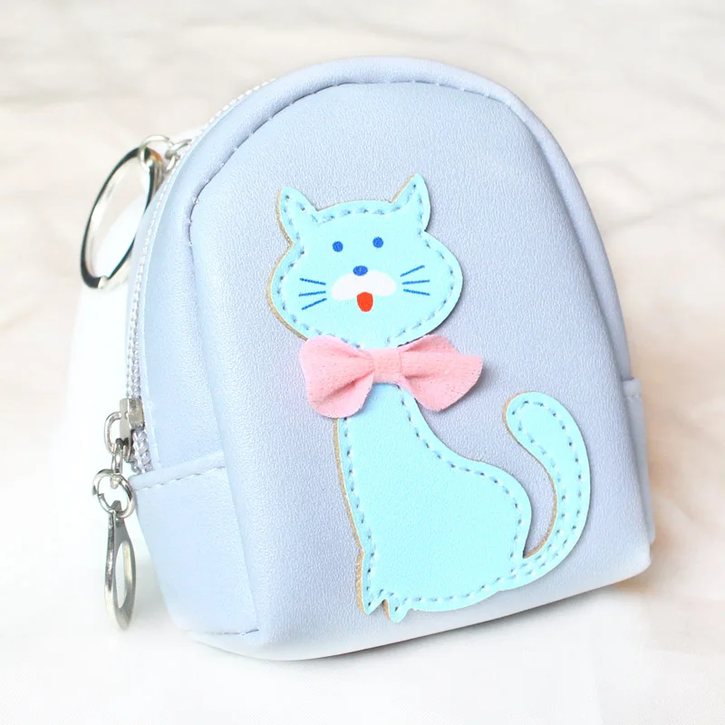 Женский кошелек, кошелек, Короткие Кошельки на молнии для девочек, мини-сумка для собак, женские денежные карты, сумки с золотой пряжкой, кошельки с брелоками - Цвет: Cat Grey