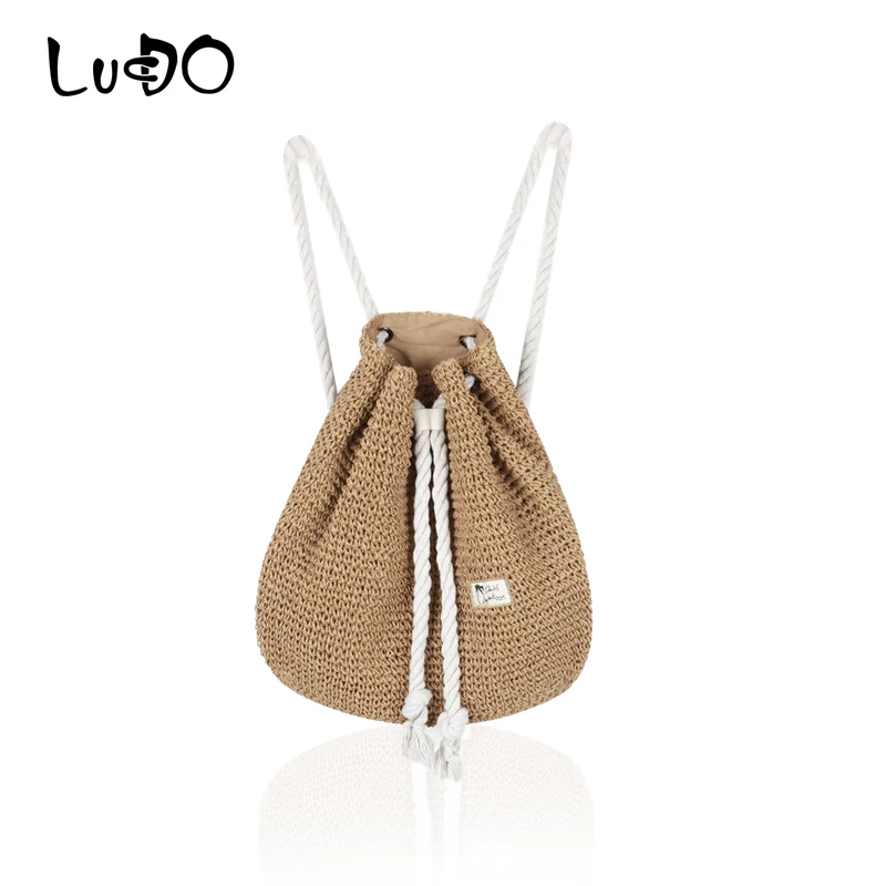 LUCDO новые модные повседневные соломенные Пляжные Сумки на завязках женские сумки