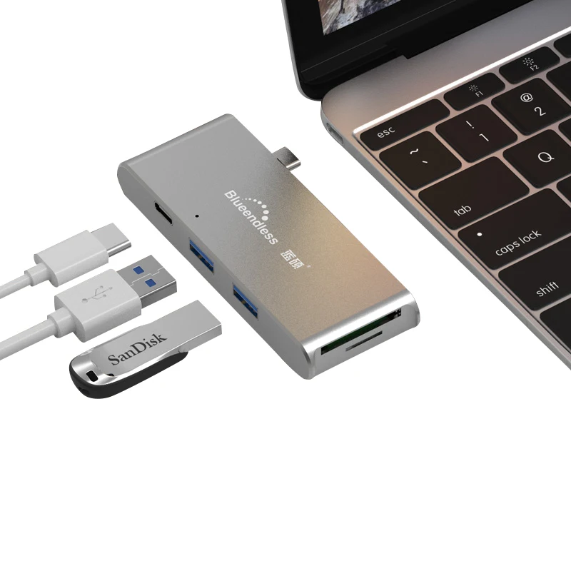 Алюминий новый тип C USB 3 0 хаб костюм для ноутбука высокая скорость 5 Гбит/с внешний