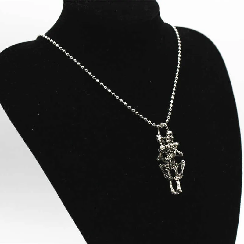 Ожерелье в стиле ретро с серебристым покрытием|necklace jewelry|skeleton necklaceskull pendant |