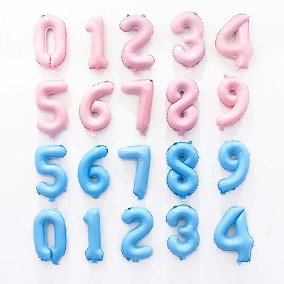 16 &quotвоздушные шары с цифрами розовые золотистые серебристые синие Globos украшения