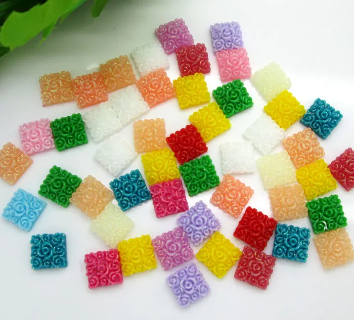 

200Pcs 10mm Mixed Square Resin Decoration Crafts Beads Flatback Cabochon Scrapbook DIY Embellishments Accessories