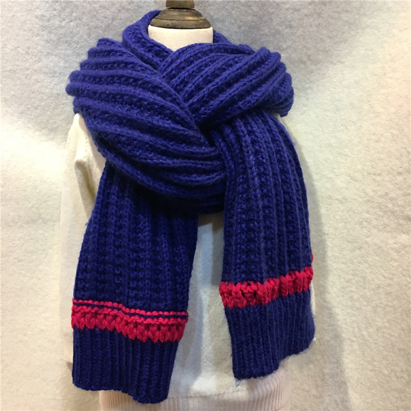 200x40cm Winter Handmade Scarf Cashmere Knitted Long And Wraps Women Super Chunky Unsex Solid Crochet Scarfs Shawl YG468 |